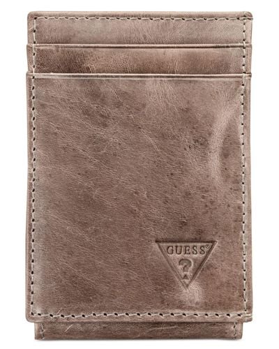 Retail DEAL!! GUESS Men's Black Magnetic Front Pocket Wallet ID Cards Folds $42