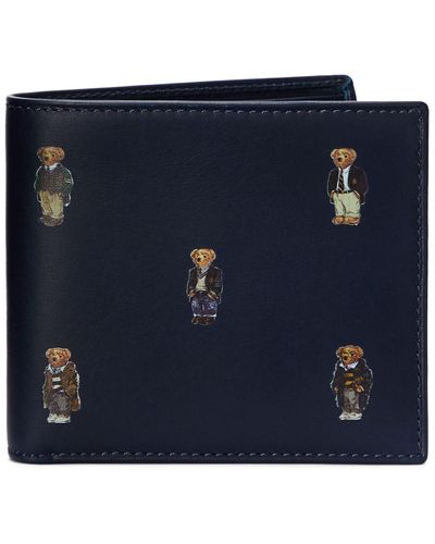 Polo Ralph Lauren Polo Bear Leather Billfold Wallet in Navy (Blue) for