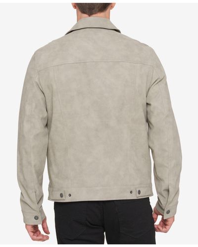 grey suede trucker jacket