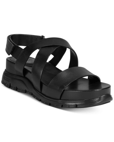 Cole Haan Leather Zerogrand Crisscross Sandals in Black | Lyst