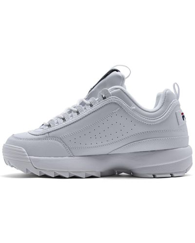 Fila Leather Disruptor Ii Premium Casual Athletic Sneakers From Finish Line  in White, Red, Navy (White) - Lyst
