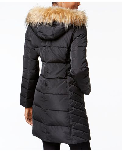 Cole haan faux fur trim coat Clearance