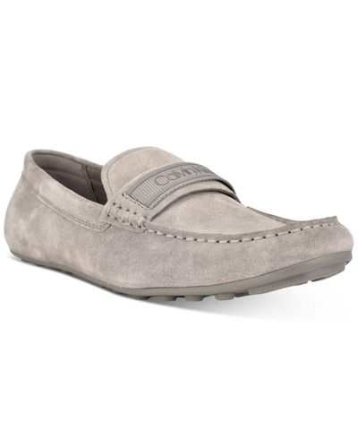 Calvin Klein Suede Oliver Loafers in Gray Suede (Gray) for Men | Lyst