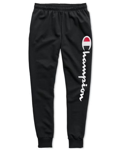 Champion Powerblend Fleece Logo Joggers in Black for Men - Lyst