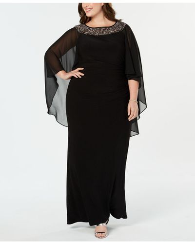 Chiffon-cape Embellished Gown ...