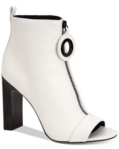 Calvin Klein Leather Women's Minda Peep-toe Ankle Booties in Platinum White  (White) - Lyst