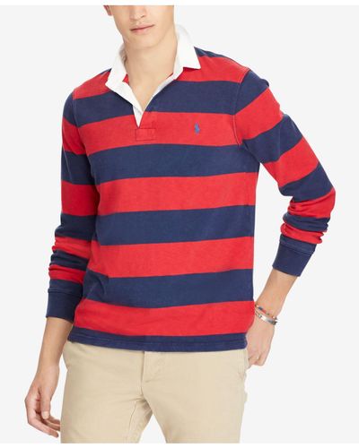 Polo Ralph Lauren Cotton Mens Iconic, Red White Blue Rugby Shirt