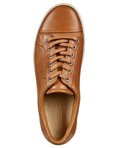 Ecco Leather Women's Soft 7 Perforated Lace-up Sneakers in Brown - Lyst