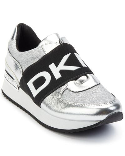 DKNY Synthetic Marli Slip-on Sneakers in Silver (Metallic) - Lyst