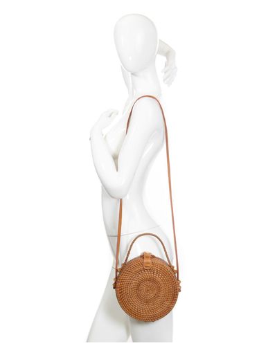 La Regale Leather Rattan Canteen Top Handle Crossbody in ...