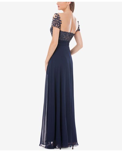 js collection illusion lace evening dress