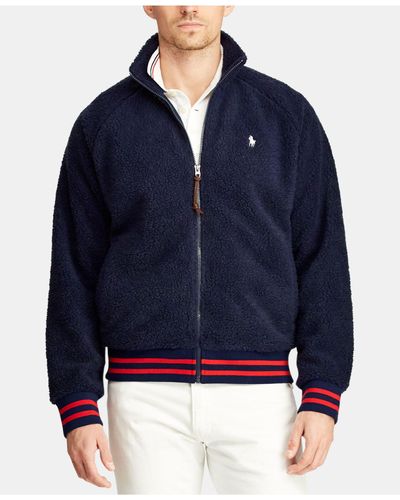 Polo Ralph Lauren Sherpa Zip Up Fleece in Navy (Blue) for Men - Lyst