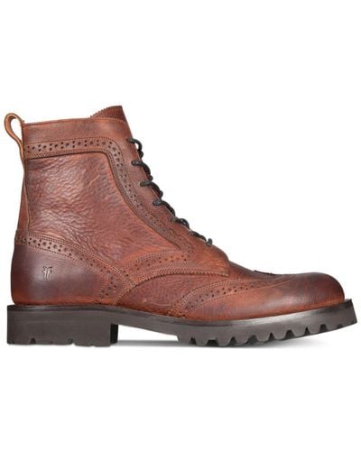 Frye Leather Men's Earl Wingtip Boots in Brown for Men - Lyst