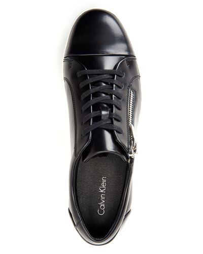CALVIN KLEIN 205W39NYC Men's Ibrahim Box Leather Sneakers in Black for Men  - Lyst