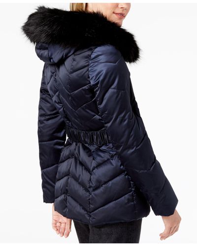 tahari michelle faux fur puffer