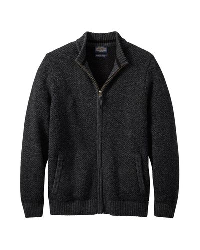Pendleton Wool Mens Full Zip Shetland Sweater in Black Heather (Black ...
