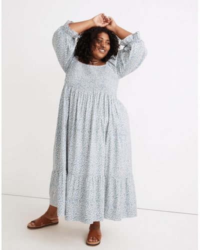 MW Cotton Plus Lucie Elbow-sleeve Smocked Midi Dress In Sunflower Field - Lyst