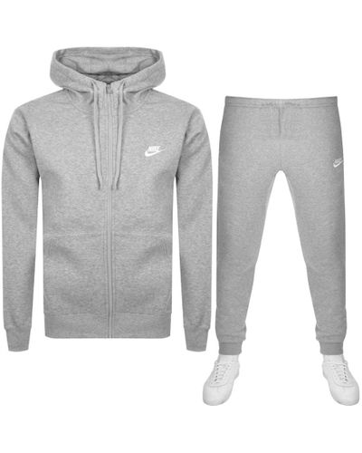 Nike Cotton Full Zip Club Tracksuit in Grey (Grey) for Men - Lyst
