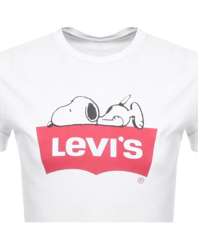 Levi's Cotton X Peanuts Snoopy Logo T Shirt White for Men | Lyst UK