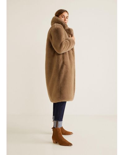 mango faux shearling oversized coat