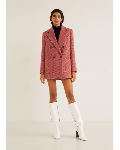 pink houndstooth coat