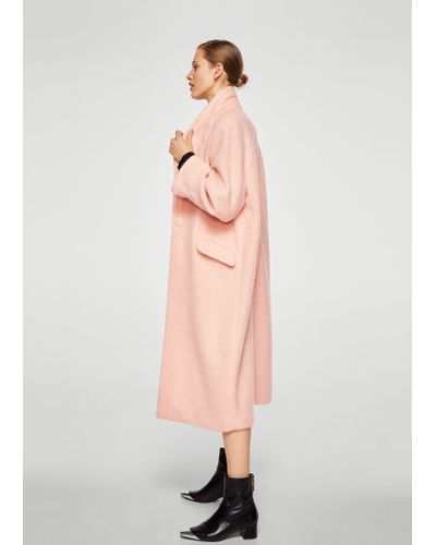 mango pink wool coat