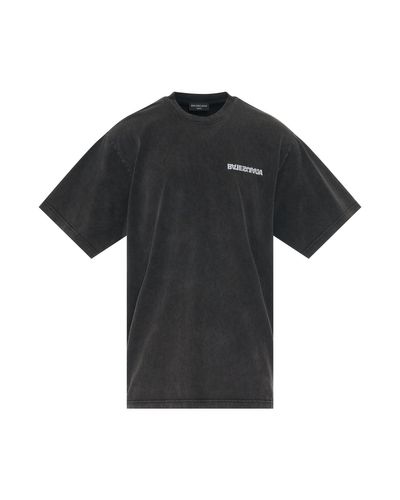 Balenciaga Cotton Embroidered Turn Logo Slit T-shirt In Washed Black for  Men | Lyst