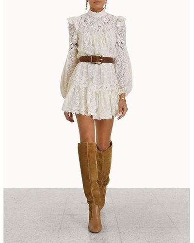 Zimmermann Concert Textured Lace Mini Dress in Cream (Natural 
