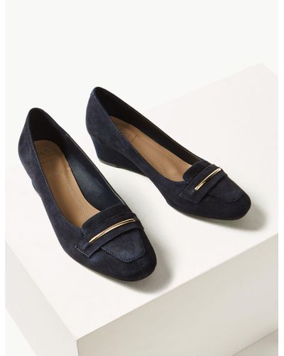 navy blue court shoes marks and spencer