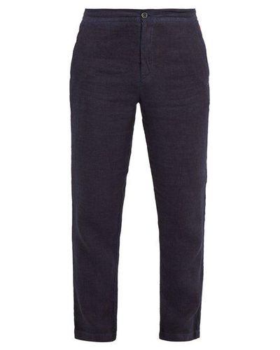 120% Lino Straight-leg Linen Trousers in Navy (Blue) for Men - Lyst