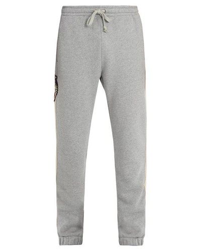 Gucci Angry Cat-appliqué Cotton Track Pants in Grey (Gray) for Men | Lyst