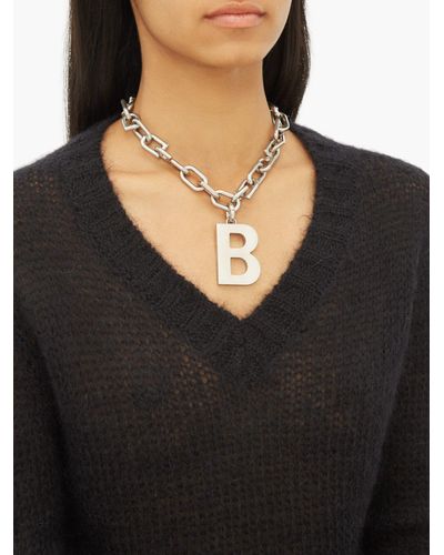 Balenciaga B-logo Chain Necklace in Silver (Metallic) | Lyst Canada
