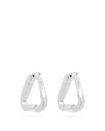 Bottega Veneta Twisted-triangle Hoop Earrings in Silver (Metallic 