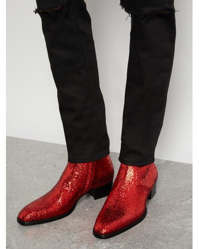 mens red ankle boots