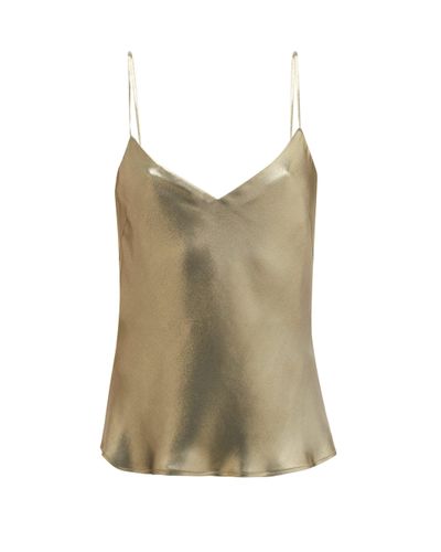 Galvan London V-neck Metallic-effect Silk-satin Camisole - Lyst
