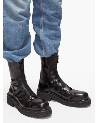 front zip combat boots