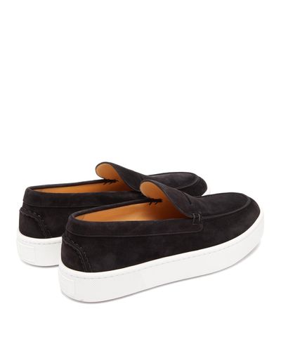 Christian Louboutin Paqueboat Suede Deck Shoes in Black for Men 