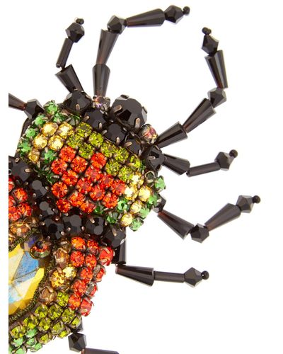 Gucci Bug Crystal-embellished Brooch - Lyst
