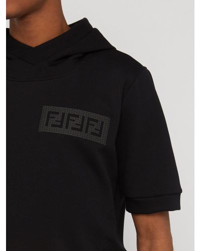 Fendi Ff Cotton Blend Hooded Sweatshirt in Black for Men - Lyst