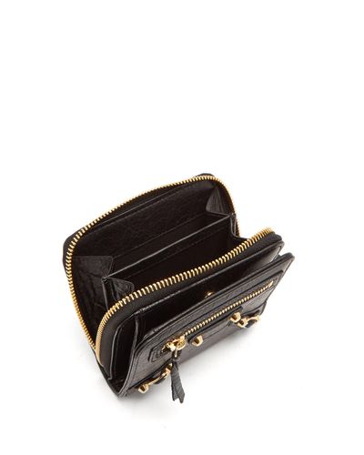 Balenciaga Classic Bi-fold Zip-around Leather Wallet in Black - Lyst