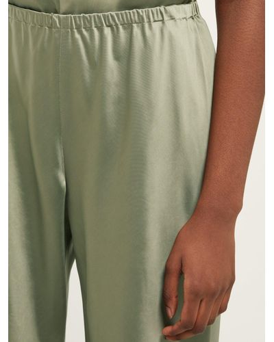 The Row Gala Satin Wide Leg Trousers in Green - Lyst