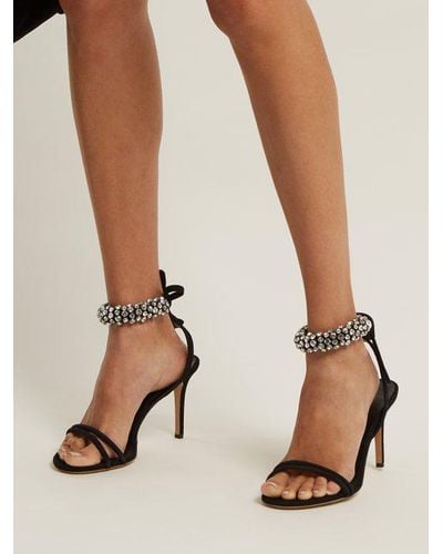 Isabel Marant Leather Alrin Crystal-embellished Sandals in Black - Lyst