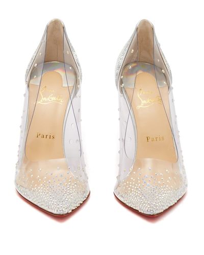christian louboutin degrastrassita embellished pvc & leather pumps