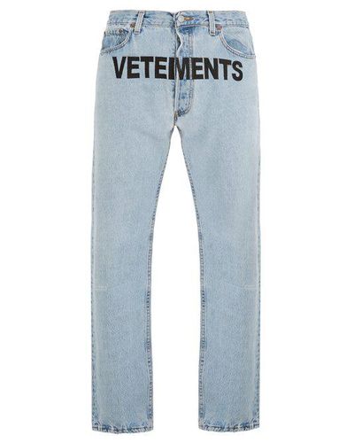 Vetements Denim X Levi's Logo-embroidery Low-rise Wide-leg Jeans in Blue  for Men - Lyst