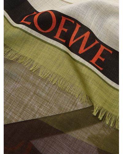 Loewe Puzzle Print Wool Scarf in Green | Lyst