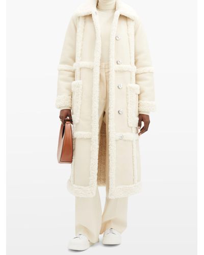 Stand Studio Patrice Panelled Faux-shearling Coat in White - Lyst