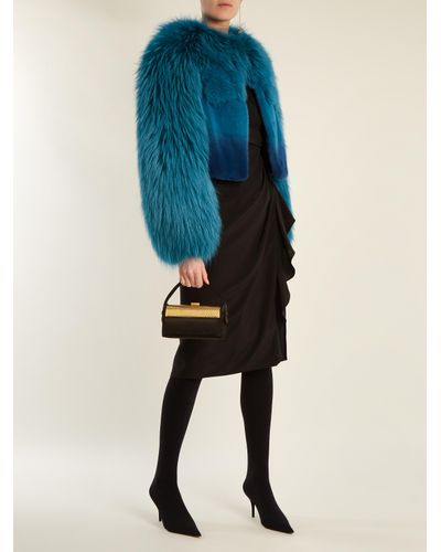 Versace Degradé Fur Jacket in Blue - Lyst