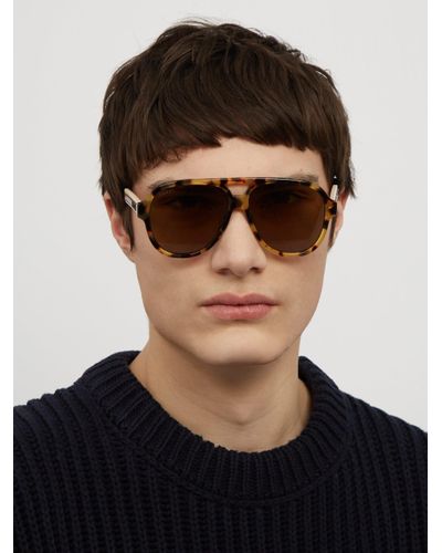 Gucci Aviator Acetate Sunglasses in Brown for Men - Lyst