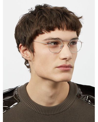 Cutler And Gross Round Frame Top Bar Glasses In Silver Metallic For Men Lyst