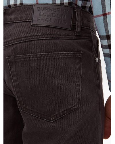 Burberry Denim Distressed Straight-leg Jeans in Black for Men - Lyst